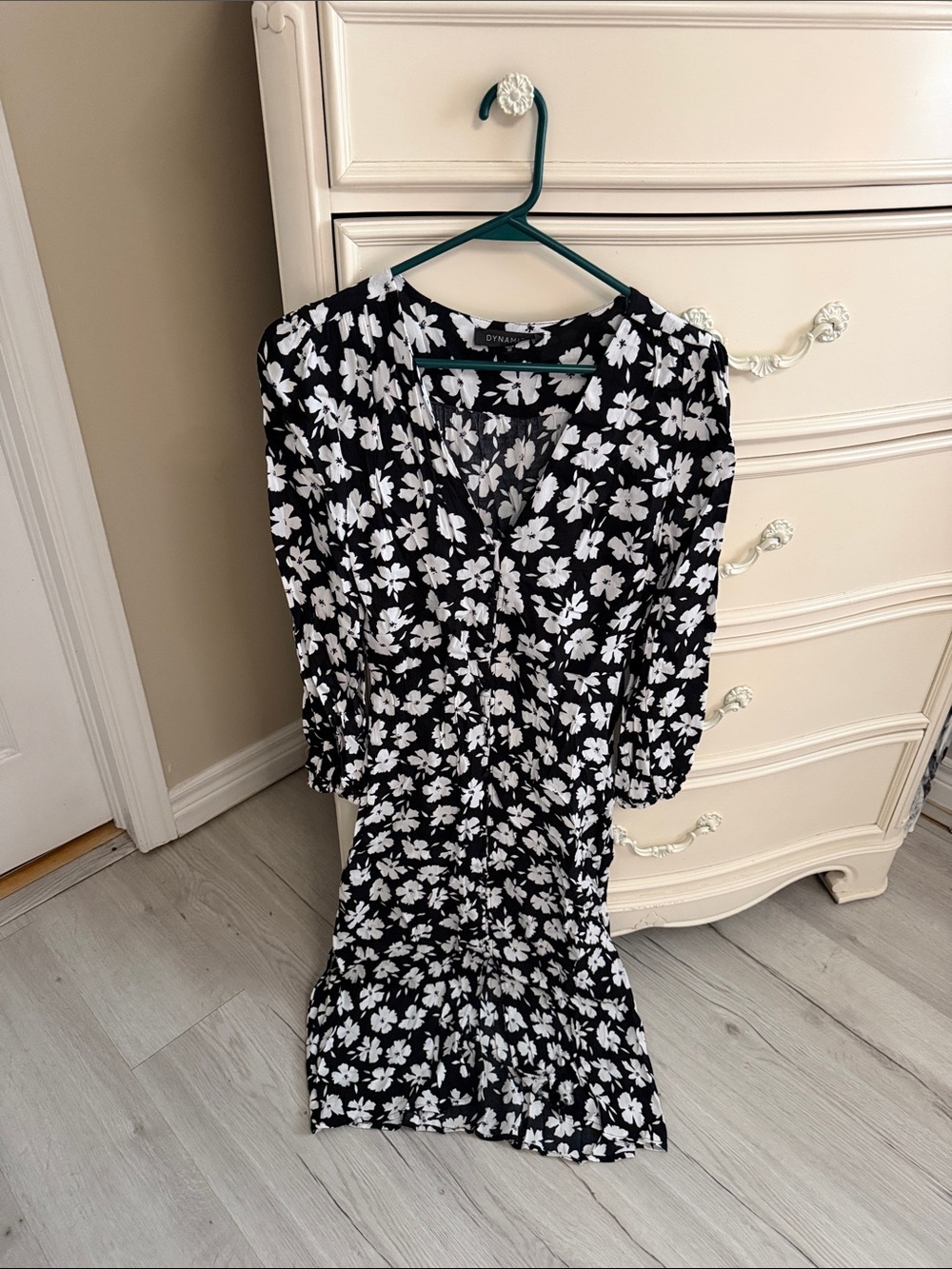 Dynamite Black & White Floral Midi Dress